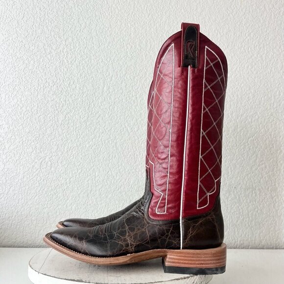 NEW Rod Patrick Mens Cowboy Boots 8 AA Brown Mocha Bison Square Toe Western - Picture 4 of 12